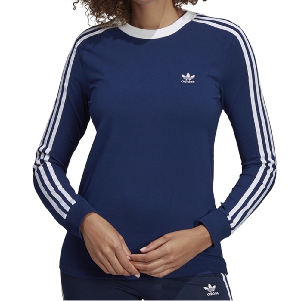 ADIDAS ORIGINALS | Dark Blue 3 Stripes Long Sleeve Tee